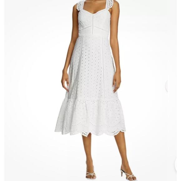 Parker Genevieve Eyelet Women's Cream White Summer Dress, Size 8 - NWT - Picture 1 of 11